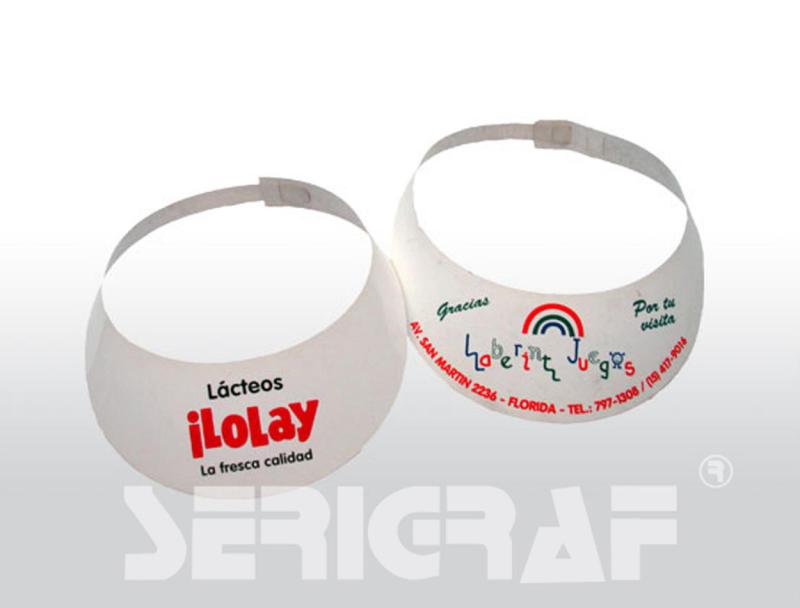 Viseras publicitarias personalizadas con tu marca impresas en serigrafía sobre plástico